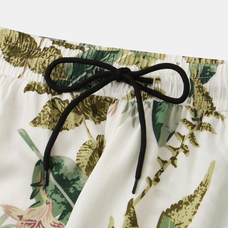 Casual Print Leaves Men's Youth Shorts Suit - Image 2