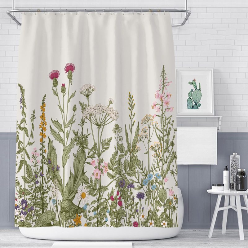 Color Floral Plant Shower Curtain