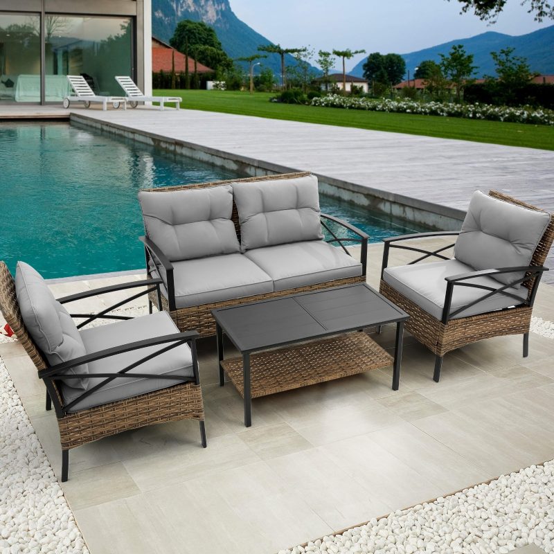 Outdoor 4Piece Sectional Sofa Set