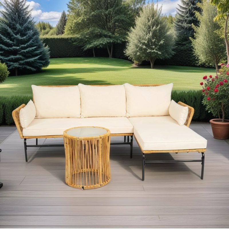 3 Pieces Outdoor Patio Wicker Table And Sofa Chairs - Image 6