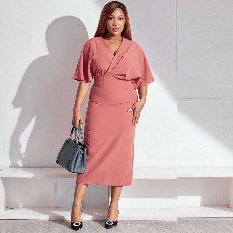 Plus Size Solid Color Dress - Image 7