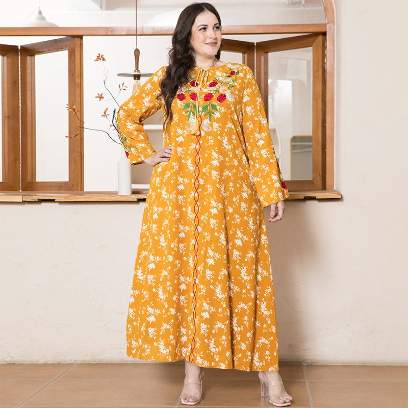 Flowers Plant Embroidery Bandage Dress - Image 4