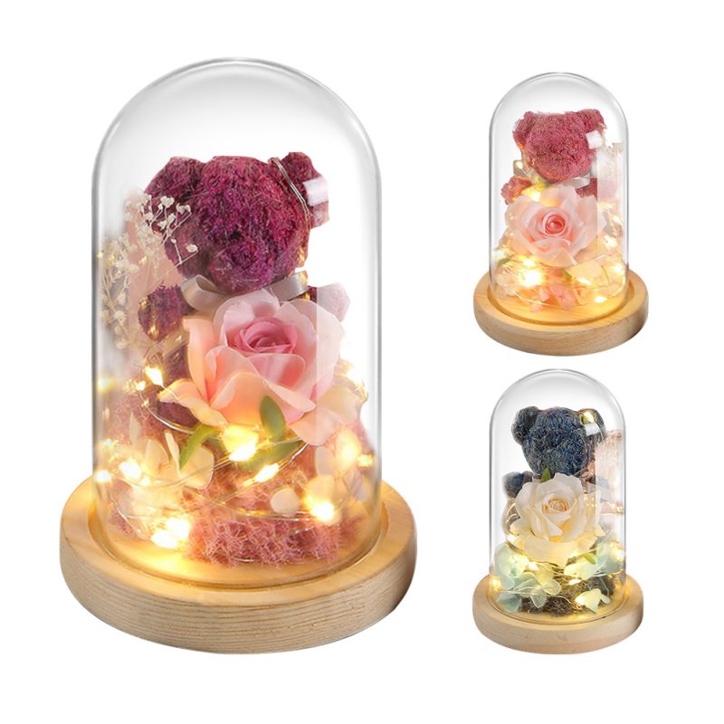Eternal Rose Flower Teddy Bear With Light - Image 4