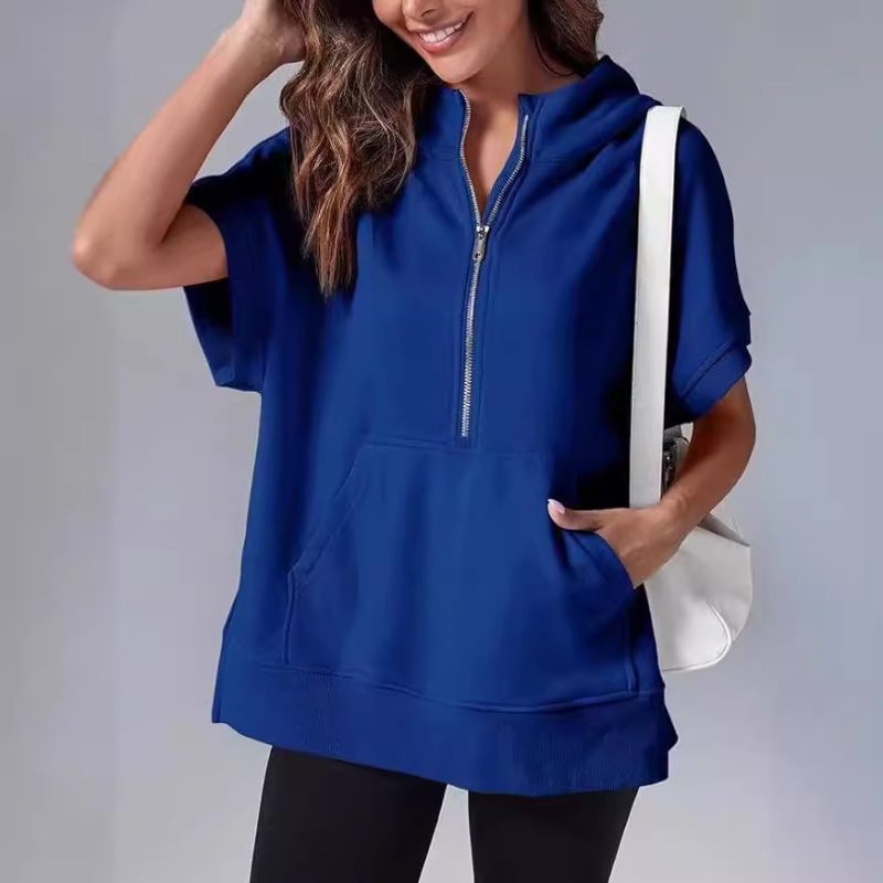 Short-Sleeved Hooded Sweater - Image 3