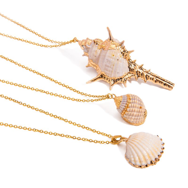 Thin Chain Conch Pendant Necklace - Image 6