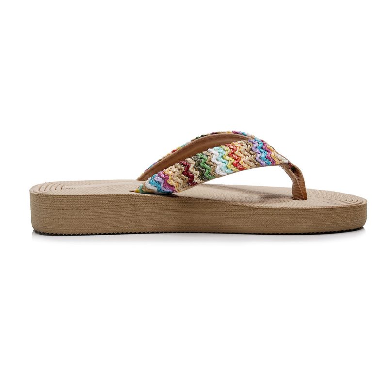 PP Grass Imitation Woven Flip Flops - Image 2