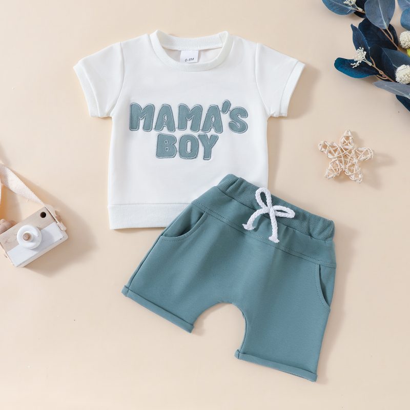 Letter Print Short-sleeve Shorts Set - Image 5