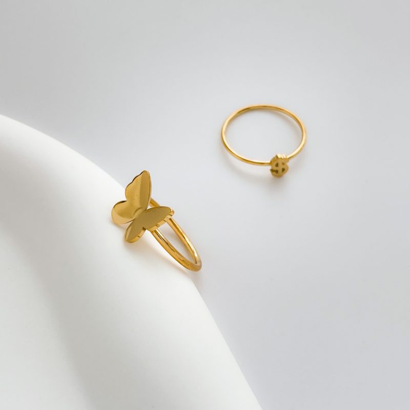 Exquisite Hollow Bow Titanium Plated Gold Ring - Image 2