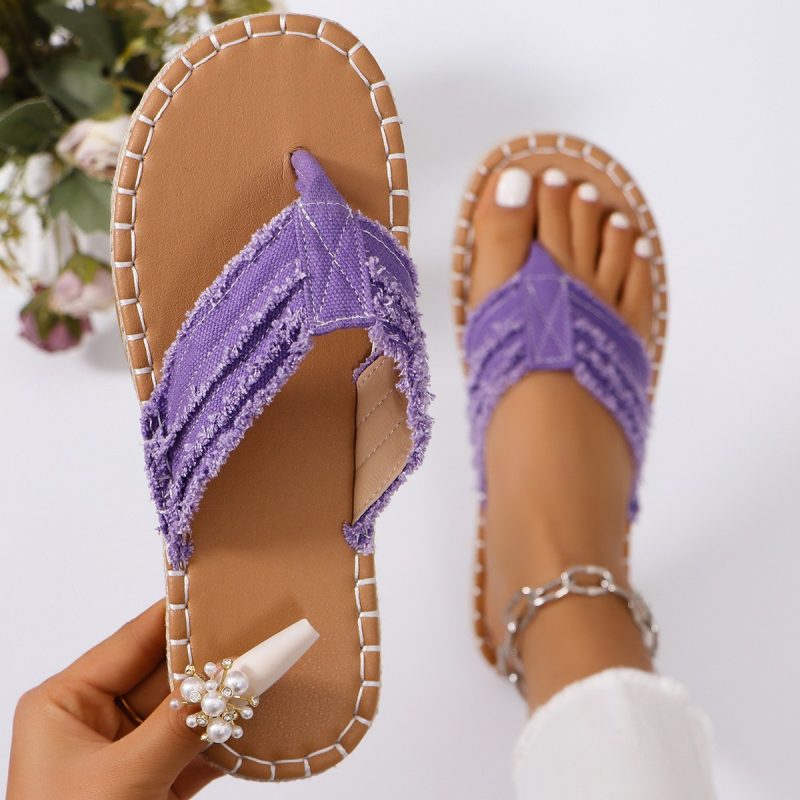 Women's Flat Straw Beach Flip Flops - Image 8