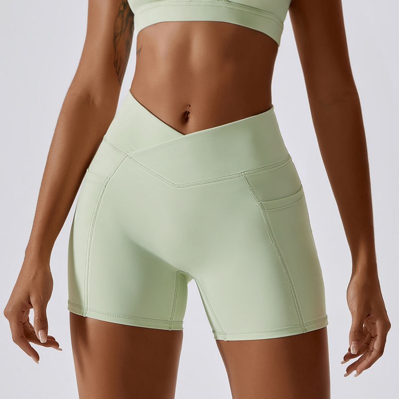 Cross Waist Running Fitness Shorts For Women