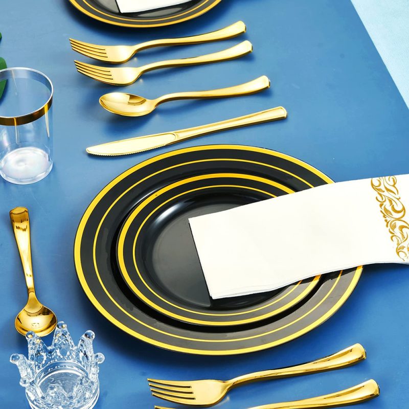 Black Gold Dinner Plate Set - Image 4