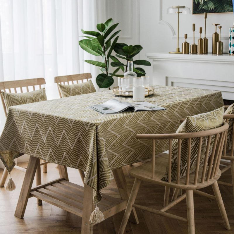 Waterproof Wave Triangle Jacquard Tablecloth