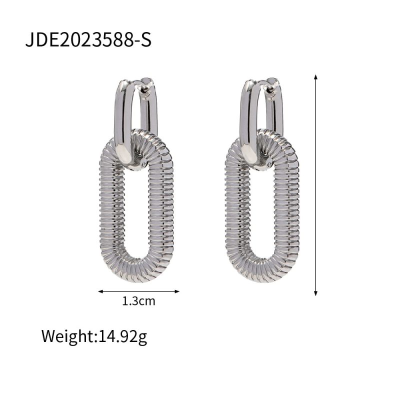 Stainless Steel Chain Dangle Earrings - Image 6