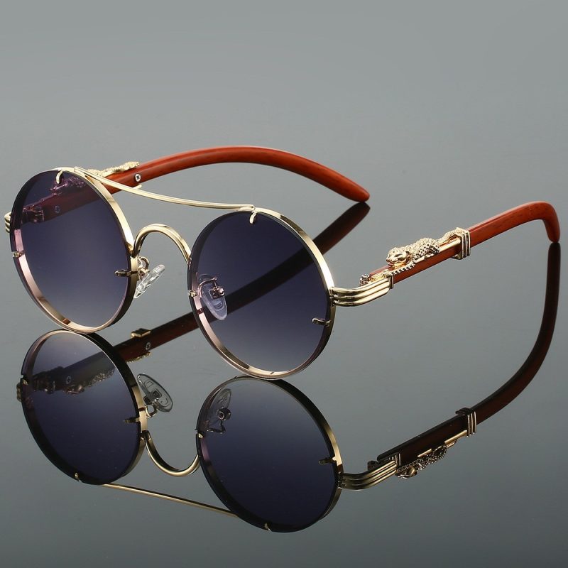 Retro Double Beam Leopard Head Sunglasses - Image 9