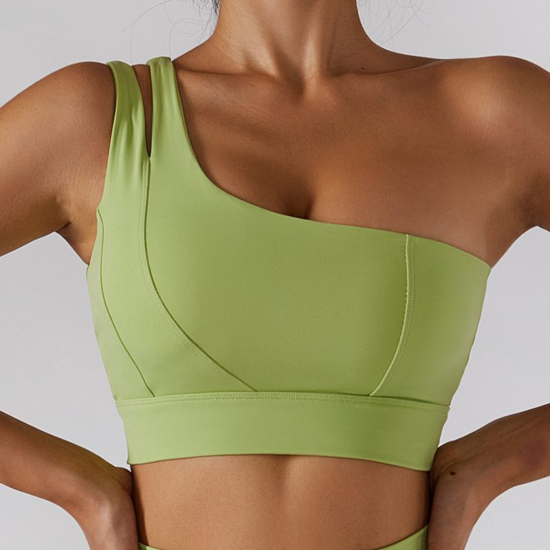Ribbed One Shoulder Back Bra Yoga Pants Set - Image 9