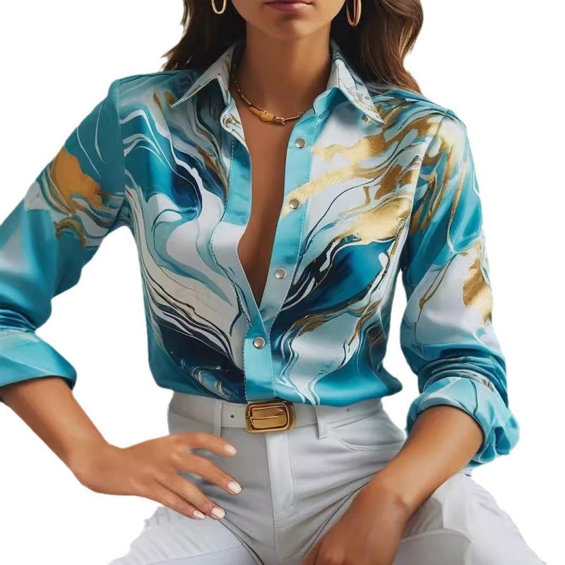 Lapel Loose Button Shirt - Image 6