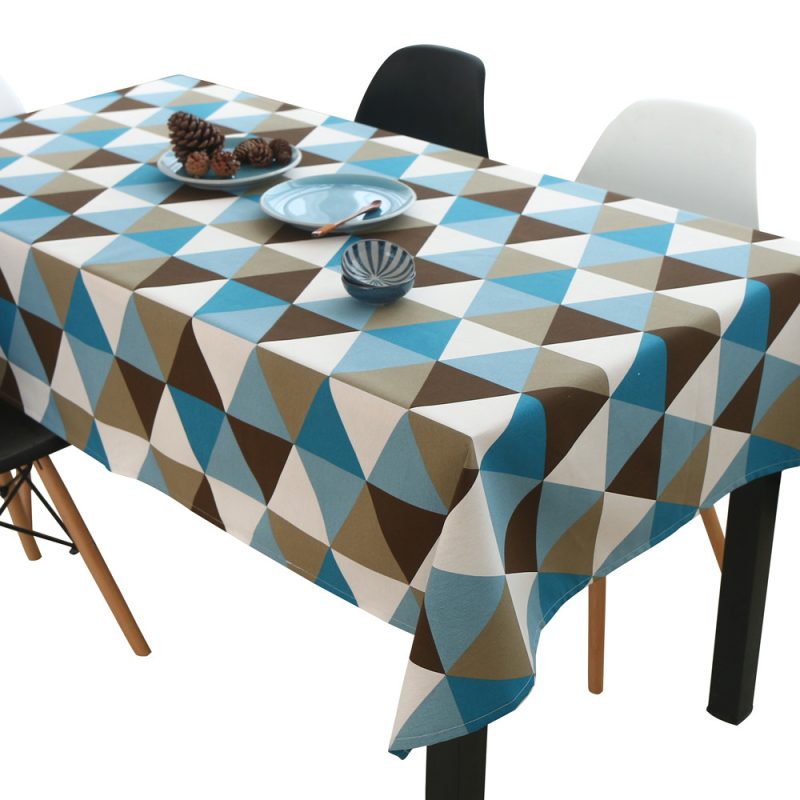 Rhombus Triangle Cotton And Linen Tablecloth - Image 2
