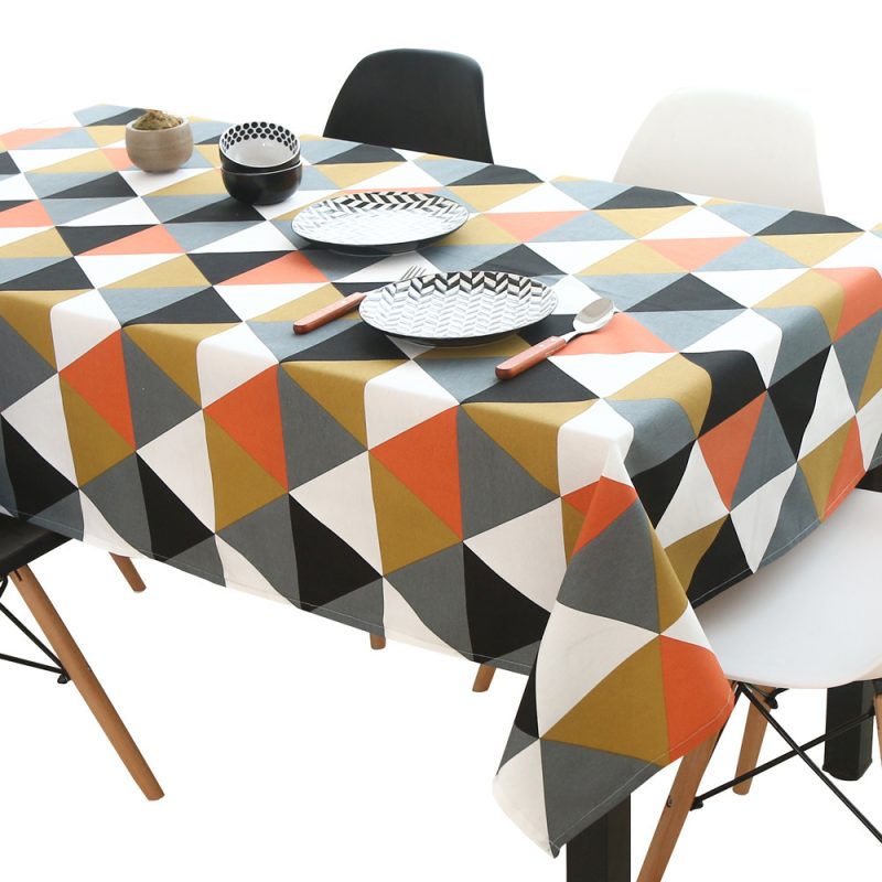 Rhombus Triangle Cotton And Linen Tablecloth - Image 4