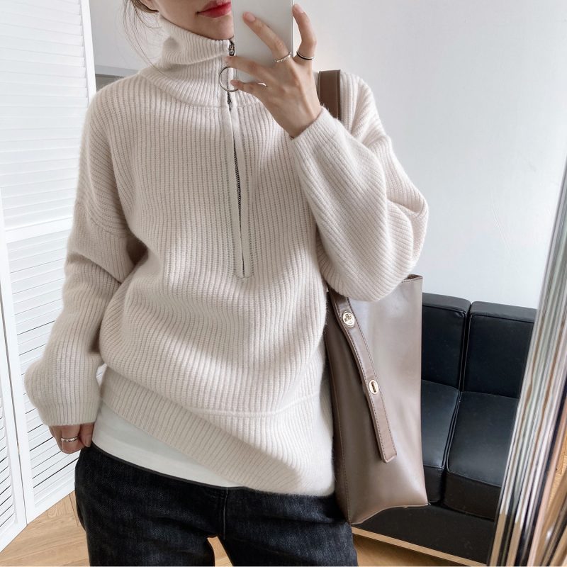 High Neck Zipper Sweater - Image 4