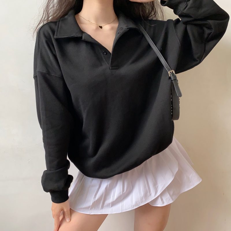 Retro Profile Polo Lapel Sweater - Image 2