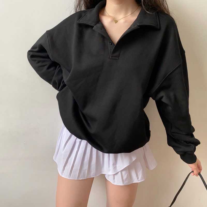 Retro Profile Polo Lapel Sweater - Image 3