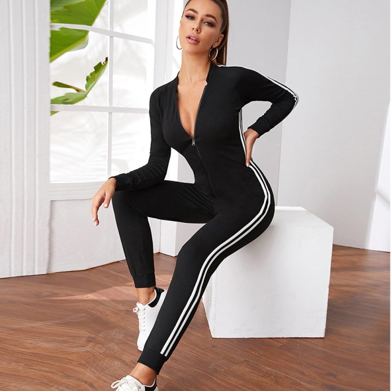 Women's Long-sleeved Zipper Fleece Jumpsuit