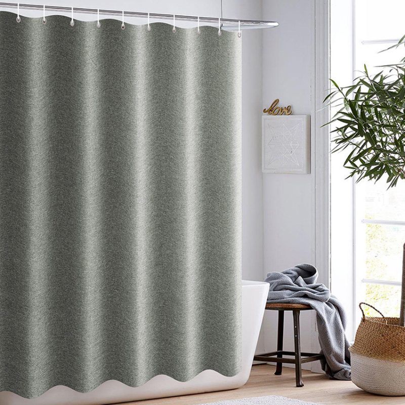 Imitation Linen Grey Shower Curtain - Image 3