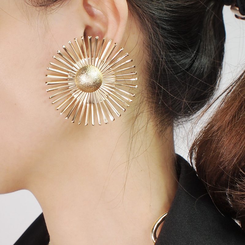 Geometric Sunflower Earrings