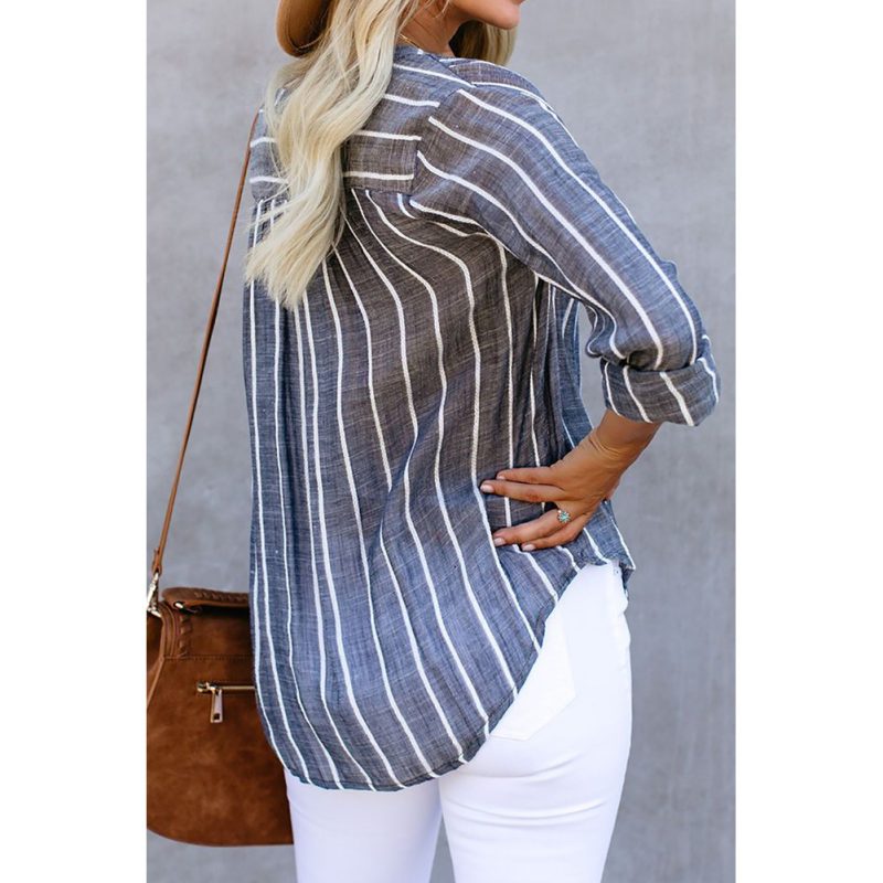 Stripe Printed V-Neck Shirt - Image 7