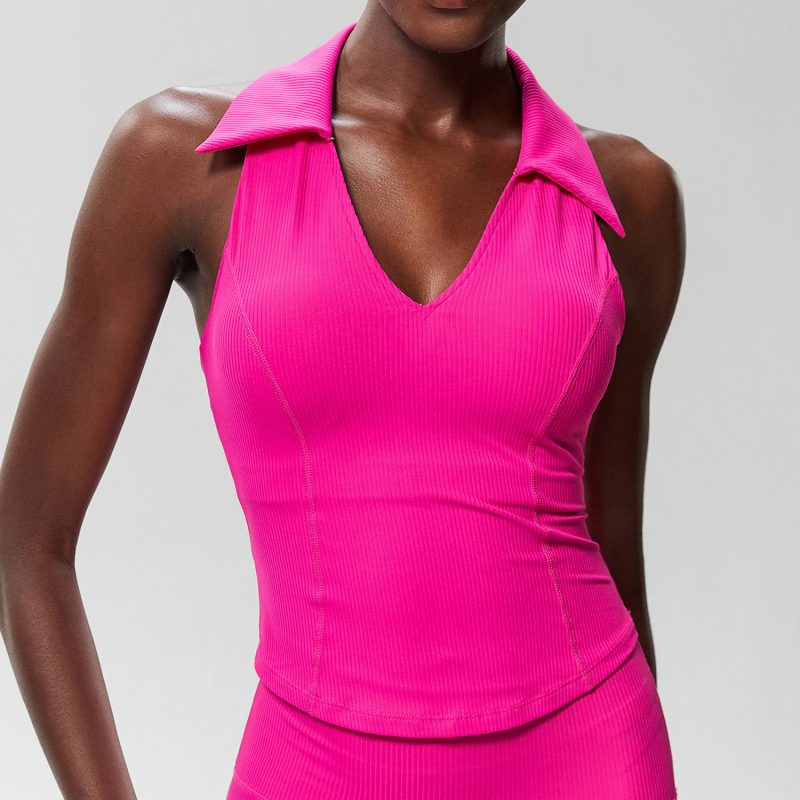 Shockproof Quick-drying V-Neck Collar Sports Top - Image 4