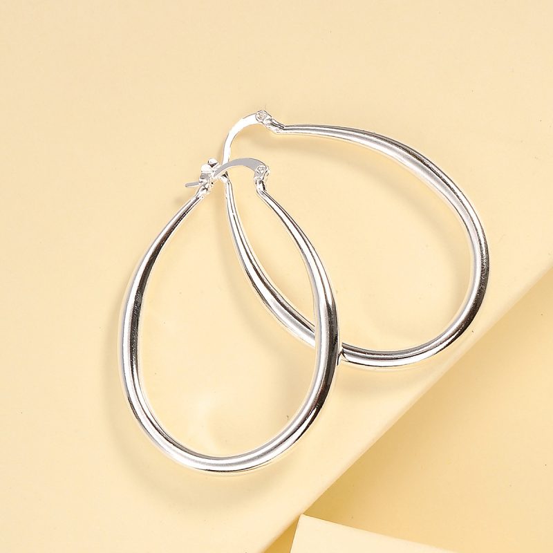 Geometric Oval Dangle Earrings - Image 2