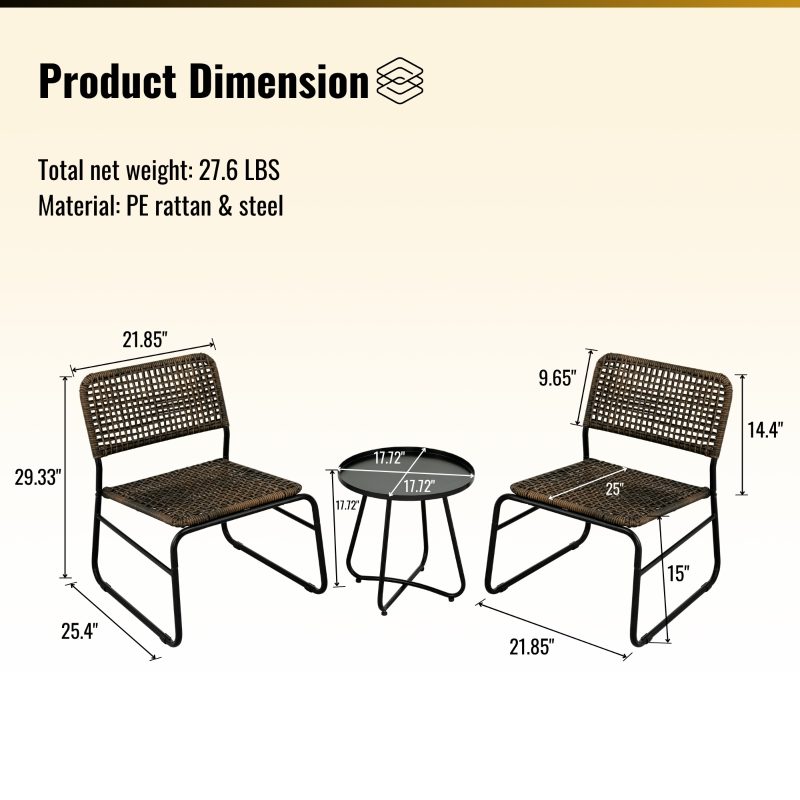 3 Piece Patio Modern Round Furniture Set - Image 8