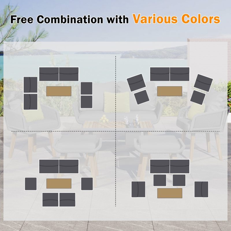 6-Piece Rope Acacia Wood Cool Bar Table Set - Image 5