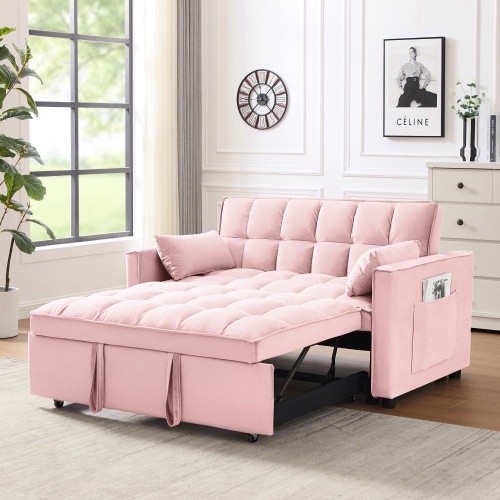 Modern 3-In-1 Velvet Convertible Sleeper Sofa Bed