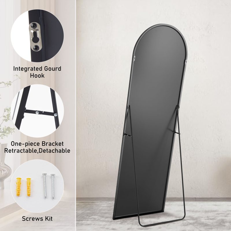 Wall Mirror With Stand Aluminum Alloy Thin Frame - Image 2