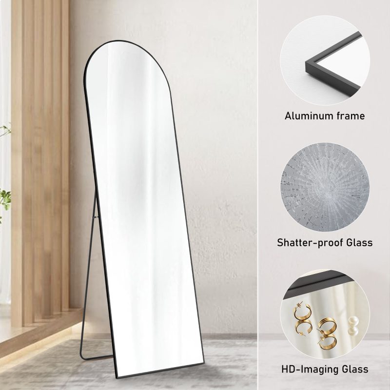 Wall Mirror With Stand Aluminum Alloy Thin Frame - Image 6