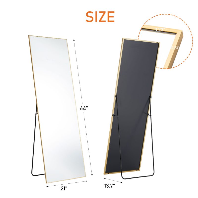 Wall Mirror With Stand Aluminum Alloy Thin Frame - Image 3