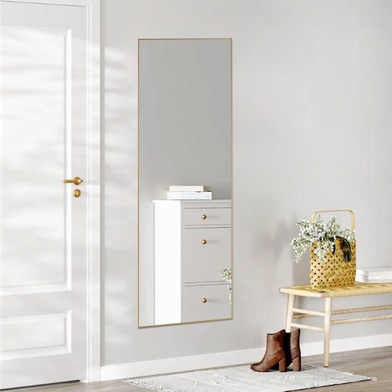 Wall Mirror With Stand Aluminum Alloy Thin Frame - Image 4
