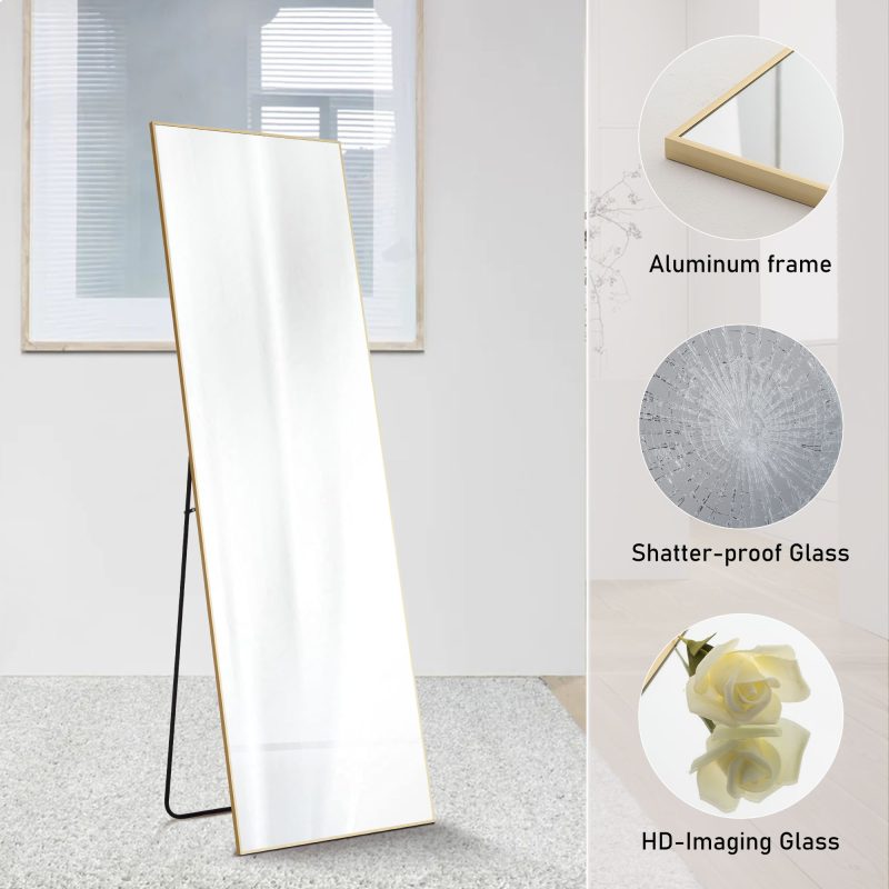 Wall Mirror With Stand Aluminum Alloy Thin Frame - Image 10