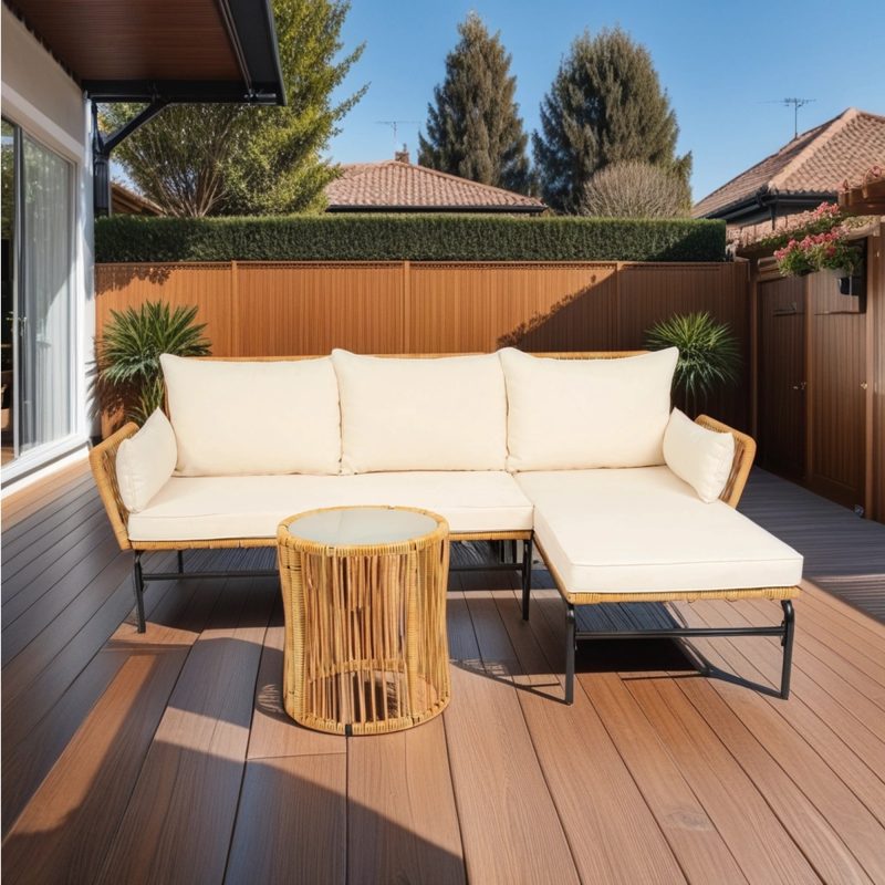 3 Pieces Outdoor Patio Wicker Table And Sofa Chairs - Image 10