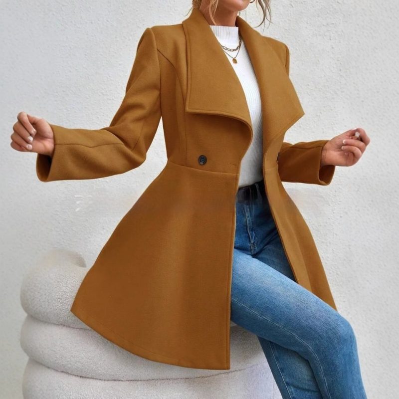 Slim Fit Long Fashion Lapel Coat