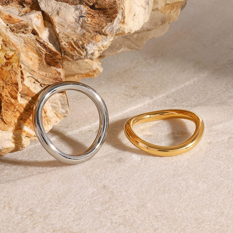 Miley Gold Silver Layered Irregular Rings - Image 3