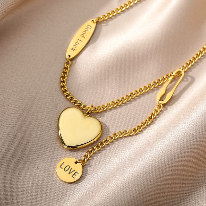 Multilayer Heart Pendant Zircon Necklaces For Women - Image 5
