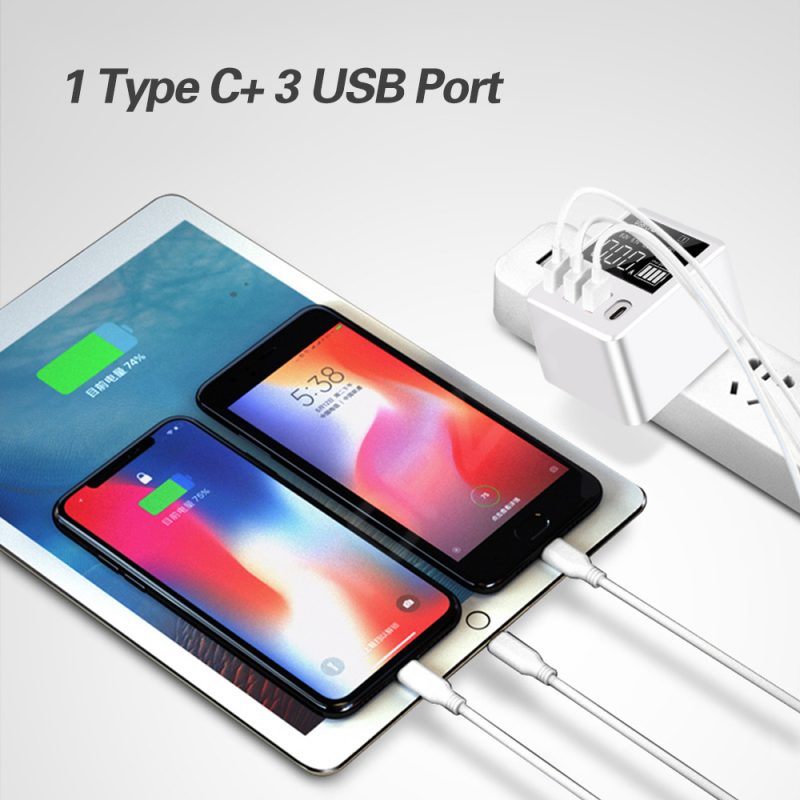 4-Port Travel Charging Head Adapter WIth Display - Image 4