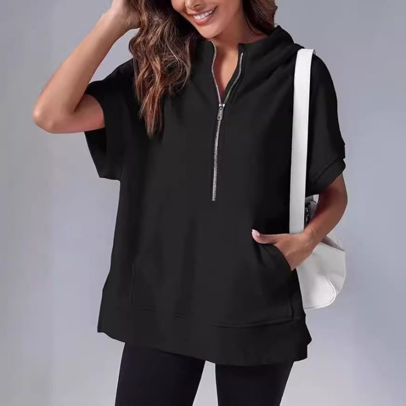 Short-Sleeved Hooded Sweater