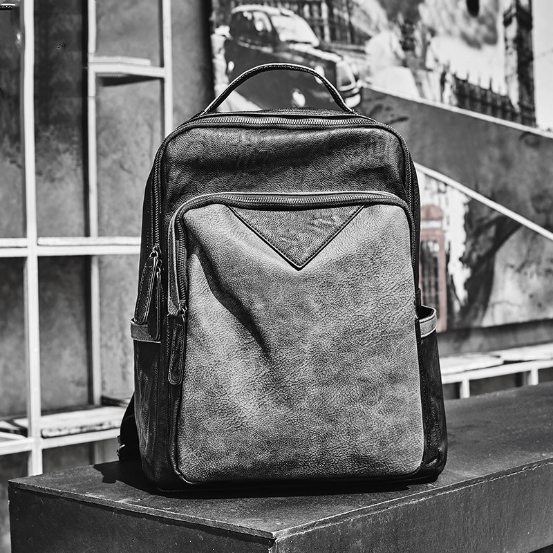 Black PU Leather Backpack