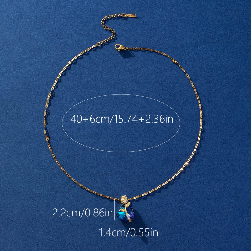 Women's Sapphire Heart Pendant Necklace - Image 7