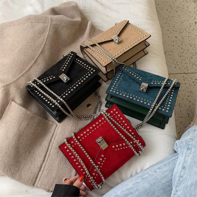 Chain Rivet Lock Crossbody Bags