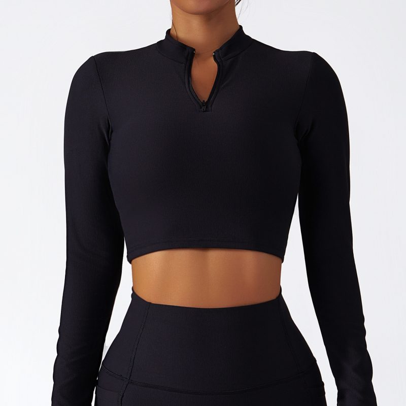Long Sleeve Stand Collar Zipper Dry Top - Image 7