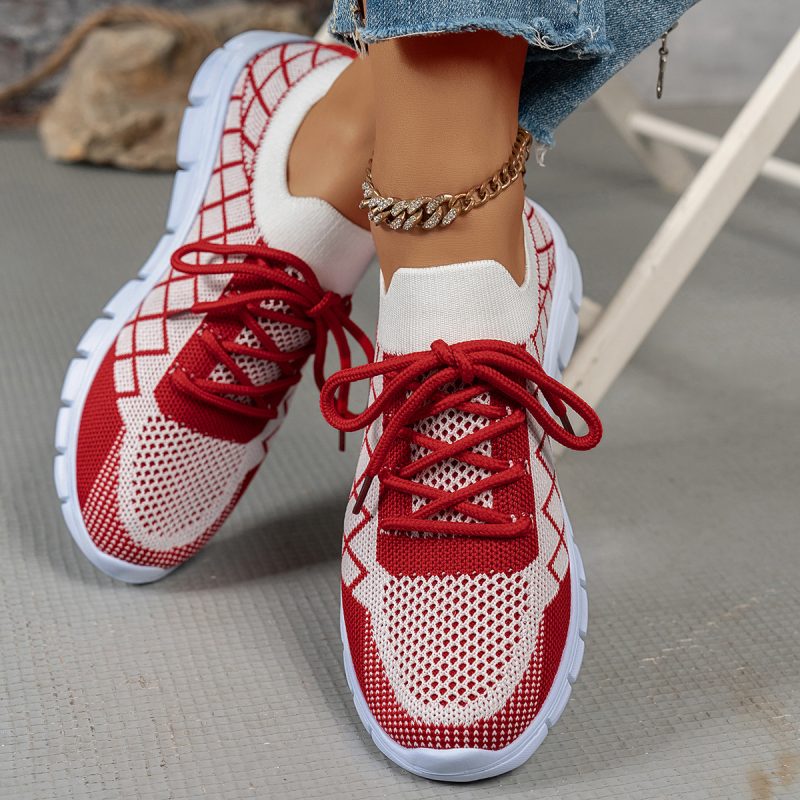 Comfortable Flyknit Lace Color Block Shoes - Image 2